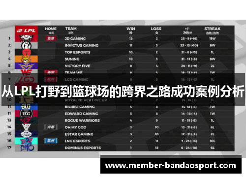 从LPL打野到篮球场的跨界之路成功案例分析