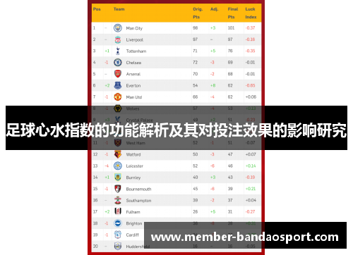 足球心水指数的功能解析及其对投注效果的影响研究